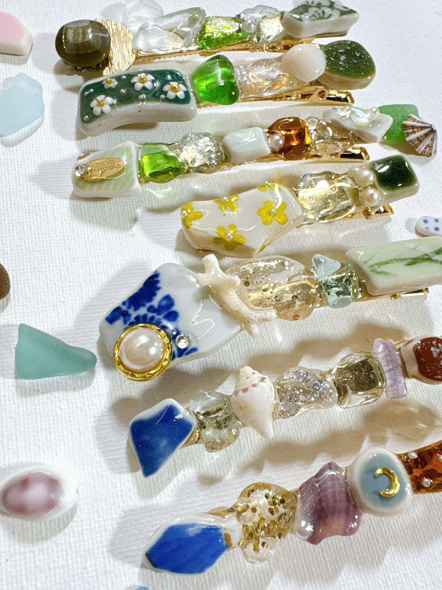 奄美の海のかけら｜シーグラスヘアクリップ